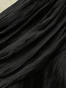 Elamini Women's Elegant Ruffle Hem Chic Vacation Skirt - Black - View 5