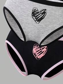 SHEIN School Girl Lingerie Tween Girl Traceable Cotton Cute Leopard Print Heart Print 8-Pack Underwear Girls Panties Set Tween Girl Underwear Set 8 Piece Panties Set Backto SchoolFashion Fall Winter