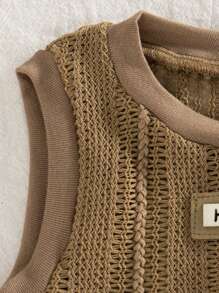 SHEIN Vintaside Kids Set de 2 piezas de chaleco sin mangas con diseño hueco y de malla de moda para bebé niño en verano - Multicolor - Ver 3