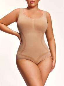 SHEIN Shape Bodys de talla grande de unicolor con cuello redondo y sin mangas, entallados