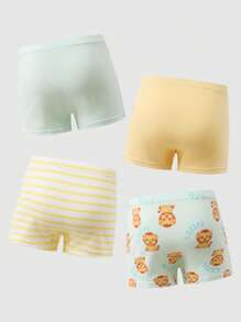 4 قطع سراويل داخلية قصيرة مريحة وناعمة للأولاد مع رسومات أسد جميلة، مصنوعة من قماش قابل للتنفس - متعدد الألوان - مشاهدة 2