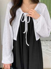 DAZY 女士系带纯色开衫，适合搭配 T 恤夏季长袖女上衣