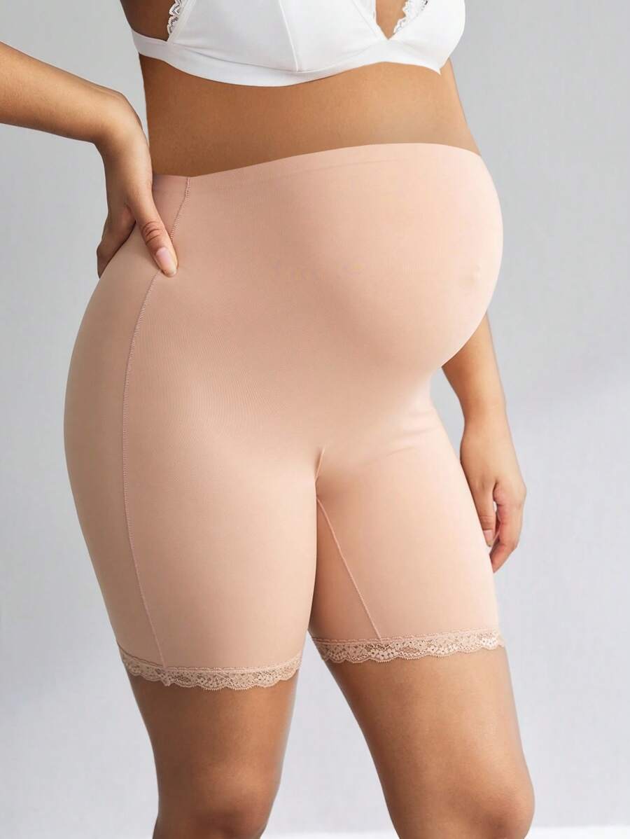 Moonlight&Mama High Waist Lace-Trim Maternity Briefs - Coffee Brown - View 1