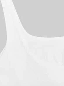 INAWLY Women's Summer Solid Color Splice Ruffle Square Neck Slim Fit Tank Top