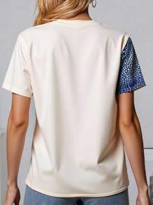 SHEIN LUNE Áo thun cổ tròn nữ, họa tiết bạch tuộc giản dị - Nhiều màu - Xem 2