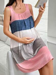 Moonlight&Mama Multicolor Striped Maternity Lounge Dress - Multicolor - View 3