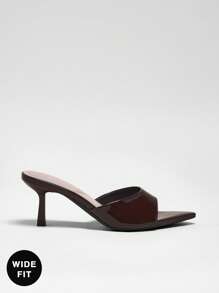 SHUZIA 派对优雅宽版女士舒适尖头小猫跟凉鞋 - 咖啡棕 - 查看 6