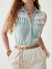Florisole Conjunto Feminino de 2 Peças com Borlas de Algodão Boho - Multicolorido - Visão 3
