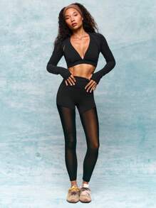 GLOWMODE 24" Powersculpt™ Make A Move Mesh Leggings Yoga Pants High-Impact Running Jogging Training Gym Workout