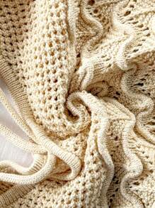 Soleia 性感细肩带 V 领镂空金属海星装饰紧身连衣裙，细肩带系带，适合度假、约会、下午茶、音乐节、波西米亚风、海滩度假、夏季 - 杏色 - 查看 9