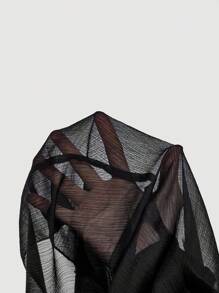 SHEIN MOD Black Mini Cap Sleeve Empire Waist Dress - Black - View 5