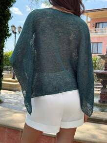 Aloruh 绿色新款时尚优雅杏色百搭提花镂空无袖罩衫，适合夏季、空调房度假、女士街头时尚复古职场穿搭 - 杏色 - 查看 3