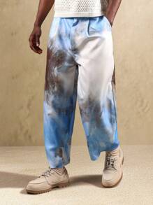 SUMWON Modern Barrel Cut Wide Leg Pants Watercolor Pattern Contemporary Fashion Casual Bottoms Resort Artistic Loungewear - Multicolor - View 5