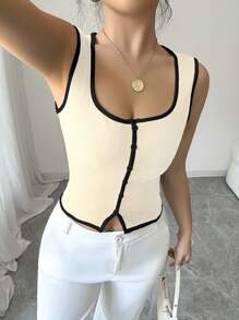Elenzga Women's Elegant Contrast Trim Camisole For Summer