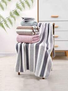 SHEIN 8件套柔软毛巾套装，高吸水（4条方巾2条面巾2条浴巾套装）适用于家庭浴室酒店美容院桑拿家用速干舒适男女套装日常节日礼物夏季，节日家居浴室装饰 - 彩色 - 查看 9