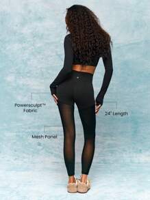 GLOWMODE 24" Powersculpt™ Make A Move Mesh Leggings Yoga Pants High-Impact Running Jogging Training Gym Workout