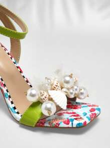 SHUZIA Tacones de aguja para señoras con decoración de conchas marinas - Multicolor - Ver 5
