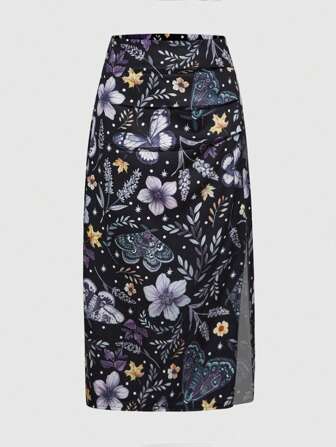 Fairycore Damen Fairycore Schmetterlings- & Mottenblumen Botanik Allover Muster Rock