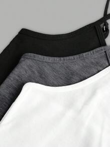 SHEIN Girlism 青少年女孩 3 件套简约纯色吊带背心贴身套装 - 彩色 - 查看 6