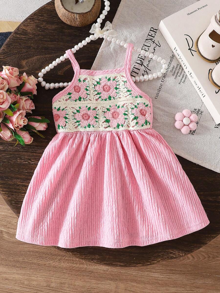 SHEIN 2025年夏季幼儿女童节日风格吊带连衣裙