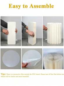 象牙色纸板底座架、折叠柱架、婚礼道具、落地展示柱架、DIY 底座盒，带圆形顶板，折叠纸质圆柱底座，婚礼生日蛋糕花架，最佳礼物、婚礼装饰、家居装饰、房间装饰、毕业生日装饰、派对装饰、单身派对