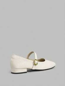 Ontre Women's Comfortable Mary Jane Style Flat Shoes, New Design - Beige - View 4