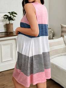 Moonlight&Mama Multicolor Striped Maternity Lounge Dress - Multicolor - View 2