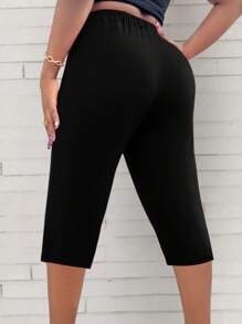 SHEIN LUNE Plus Size Casual Versatile Solid Color Pants