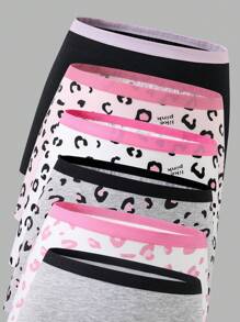 SHEIN 8 件套女童可爱蝴蝶结、心形、豹纹内裤，采用可追溯棉制成，青春期前女童平角裤套装，适合返校时尚 - 彩色 - 查看 6