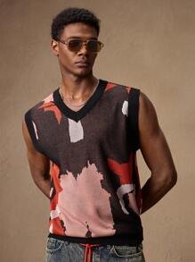 AKNOTIC Business Casual 男士迷彩针织无袖弹力修身休闲背心，适合夏季、度假、日常穿着、派对、情侣、礼物 - 黑色 - 查看 3