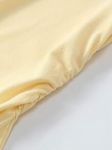 INAWLY Women's Casual Solid Color Ruched T-Shirt, Yellow Top, Versatile For Summer - Yellow - View 4