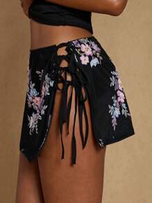 Glamine Mini Pailletten Detail Bindeseite Urlaubs Strandrock, Girly Stil