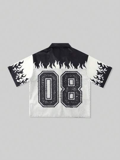 Street Life Chemise de sport à manches courtes avec panneau en maille, coupe ample pour hommes