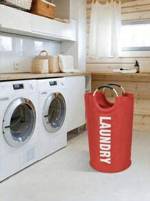 SHEIN سلة غسيل كبيرة قابلة للطي، قائمة بذاتها، من قماش أكسفورد، لتخزين الغسيل القذر، طوي، مقبض، مناسبة للسكن والمنزل والسفر (متعددة الألوان). - متعدد الألوان - مشاهدة 4