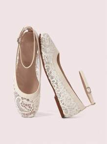 CUCCOO DOLLMOD Giày lười đế bằng vải lưới họa tiết da báo thoải mái mũi vuông trang trí nơ thời trang cho nữ - Màu be - Xem 1