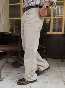 DAZY Quần Jeans Denim Đơn Giản Thời Trang Thường Ngày Màu Trơn Cho Nam - Màu be - Xem 2