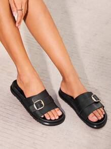 HighSole Sandali con zeppa e plateau da donna neri alla moda - nero - Visualizzare 3