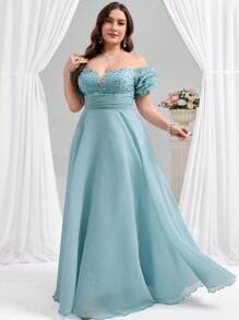 Coutiva فستان سهرة أنيق للنساء كبيرات الحجم، ذو كتف منسدل، مربعات ساخنة مرصع بالراين، كتف مكشوف، بأكمام قصيرة منتفخة، تنورة متموجة، مناسب لحفلات عيد الميلاد وحفلات التخرج والعشاء. فستان سهرة مزين بالترتر والدانتيل الأزهار والتجاعيد والكشكشة والساتان، مناسب للسهرات الرسمية وحفلات الزفاف وعيد الحب - أخضر - مشاهدة 6