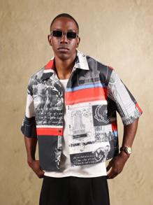 SUMWON Art Print Button Down Shirt Modern Renaissance Graphics Artistic Pattern All Over Print Short Sleeve Relaxed Casual Holiday Resort Leisure Style - Multicolor - View 7