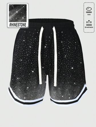 Street Life Men's Street Life Gradients Glitter Diamond Loose Shorts
