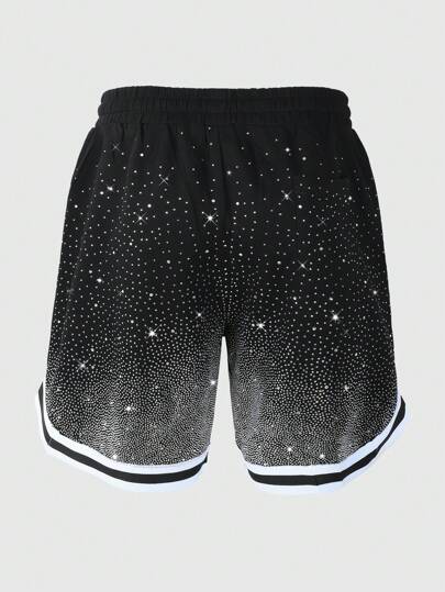 Prep Men's Street Life Gradients Glitter Diamond Loose Shorts