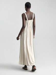 Ontre 2026新款杏色无袖轻薄休闲连衣裙，适合商务场合、日常通勤、优雅海滩度假、婚礼宾客、乡村音乐节等。 - 卡其色 - 查看 7