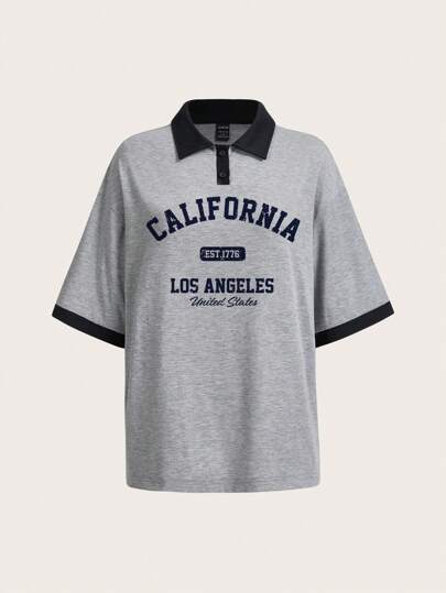 Solflare 大码休闲街头风格时尚撞色设计半拉链领 Polo 超大短袖 T 恤，适合夏季、返校季