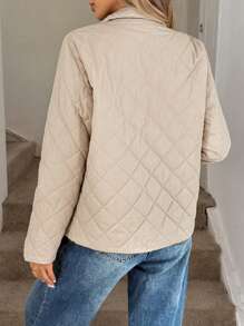 Easowa 钻石绗缝轻质立领拉链夹克，女士秋冬夹棉大衣