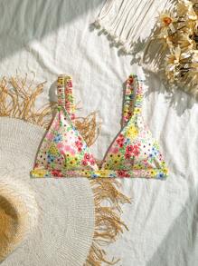 Swim Mod 全新花卉罗纹面料夏季复活节女式泳衣上衣 - 黃色 - 查看 4