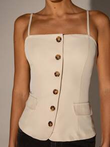 Avantive New Summer Women Spaghetti Strap Backless Cropped Camisole Top, For Work & Commute