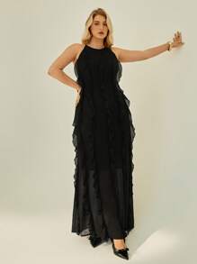 Auralis Plus-Size Women's Summer Dress, Vacation Women's Dress, Elegant Women's Clothing, Summer Backless Dress, Black Long Dress, Flowing Dress Summer Dresses For Women Beach Outfits For Woman Birthday Dresses For Women Flowy Dress Dresses For Women Party Sexy Dresses For Women Summer Dresses For Vacation Going Out Dress,Wedding Guest Dress,Homecoming Dress - Black - View 1
