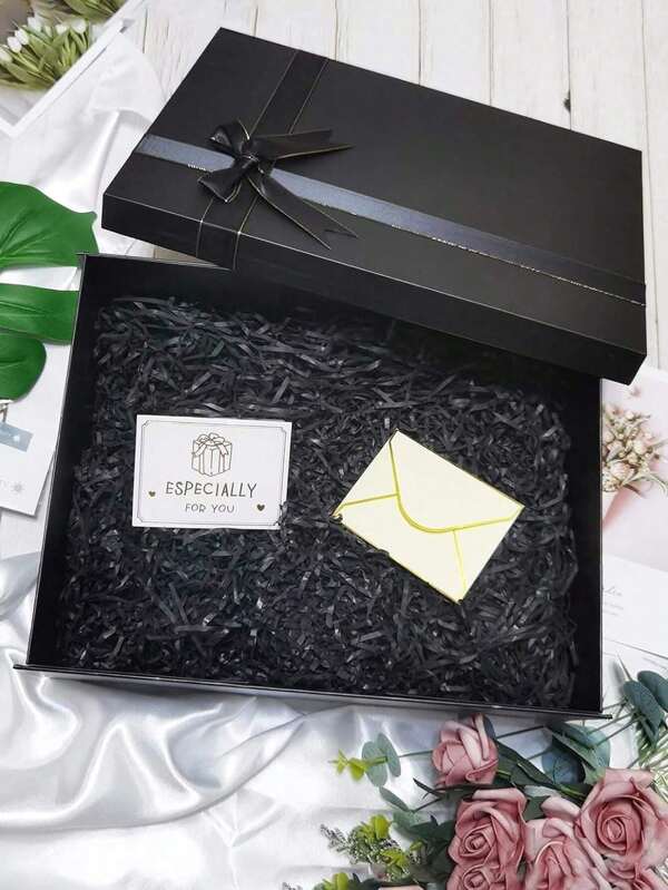 SHEIN 1pc Foldable Bowknot Ribbon Tied Lid Gift Box For Shoes And Clothes, Birthdays, Parties, Valentine'S Day, Black Valentine DAY, Valentines Wedding, Birthday,Suplies,Decorations