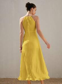 Aveloria Rosie 2025 Spring/Summer White Textured Elegant Sensual Spaghetti Strap Hollow-Out Ruched Waist Vacation Sleeveless Dress