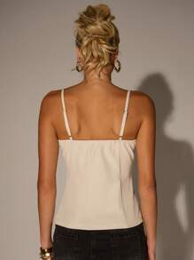 Avantive New Summer Women Spaghetti Strap Backless Cropped Camisole Top, For Work & Commute